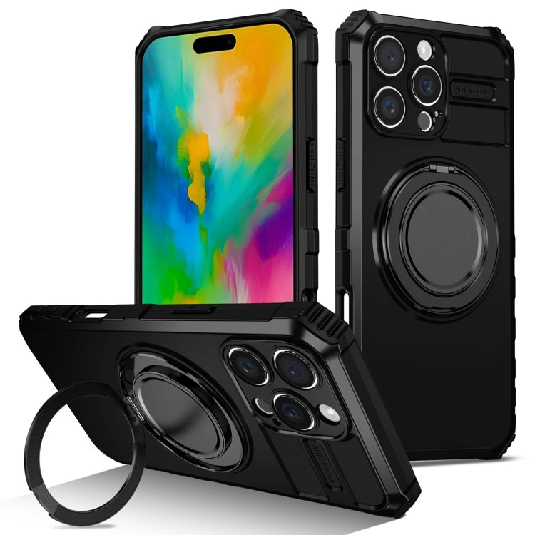 For iPhone 16 Pro Rotating Magnetic Holder Phone Case(Black) by buy2fix