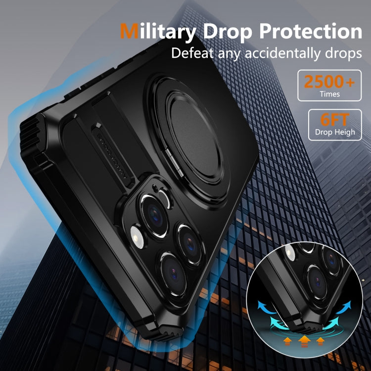 For iPhone 16 Pro Rotating Magnetic Holder Phone Case(Black) by buy2fix