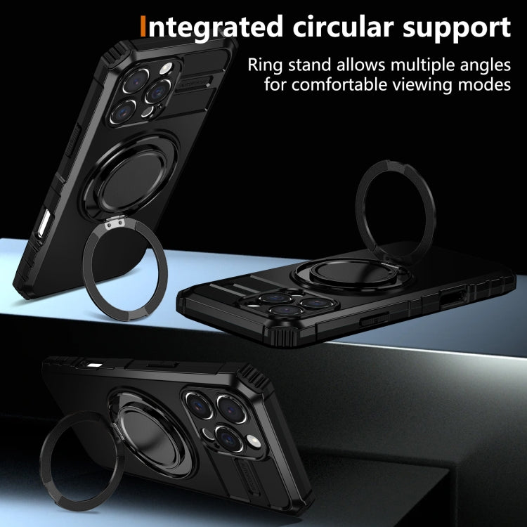 For iPhone 16 Pro Rotating Magnetic Holder Phone Case(Black) by buy2fix