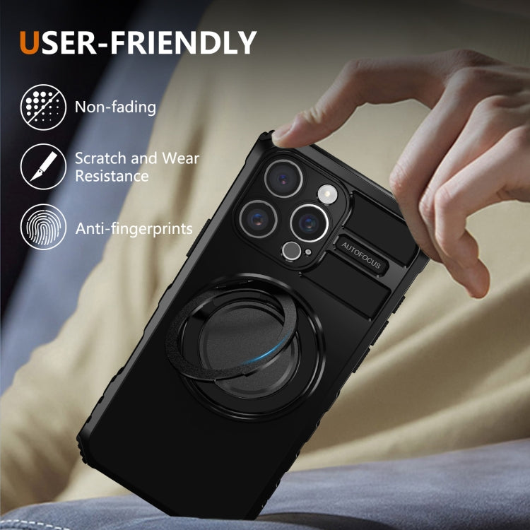 For iPhone 16 Pro Rotating Magnetic Holder Phone Case(Black) by buy2fix