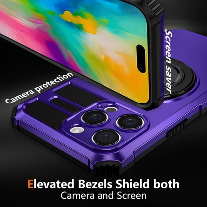 For iPhone 16 Pro Rotating Magnetic Holder Phone Case(Purple) by buy2fix