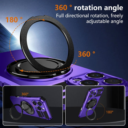 For iPhone 16 Pro Rotating Magnetic Holder Phone Case(Purple) by buy2fix
