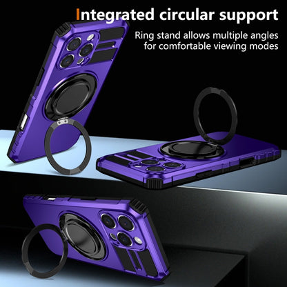 For iPhone 16 Pro Rotating Magnetic Holder Phone Case(Purple) by buy2fix
