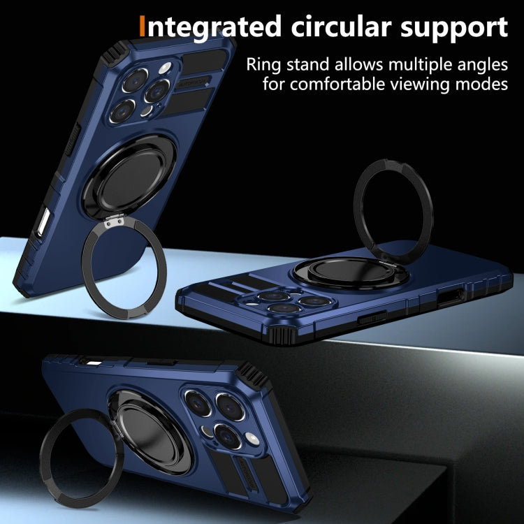 For iPhone 16 Pro Max Rotating Magnetic Holder Phone Case(Royal Blue) by buy2fix
