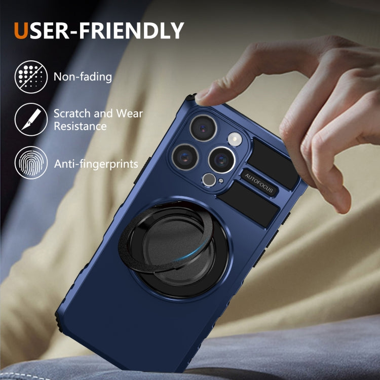 For iPhone 16 Pro Max Rotating Magnetic Holder Phone Case(Royal Blue) by buy2fix