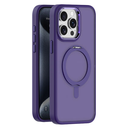 For iPhone 15 Pro Max Skin Feel Frosted MagSafe Magnetic Rotating Holder Phone Case(Purple) - iPhone 15 Pro Max Cases by buy2fix | Online Shopping UK | buy2fix