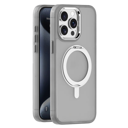 For iPhone 15 Pro Skin Feel Frosted MagSafe Magnetic Rotating Holder Phone Case(Light Grey) - iPhone 15 Pro Cases by buy2fix | Online Shopping UK | buy2fix