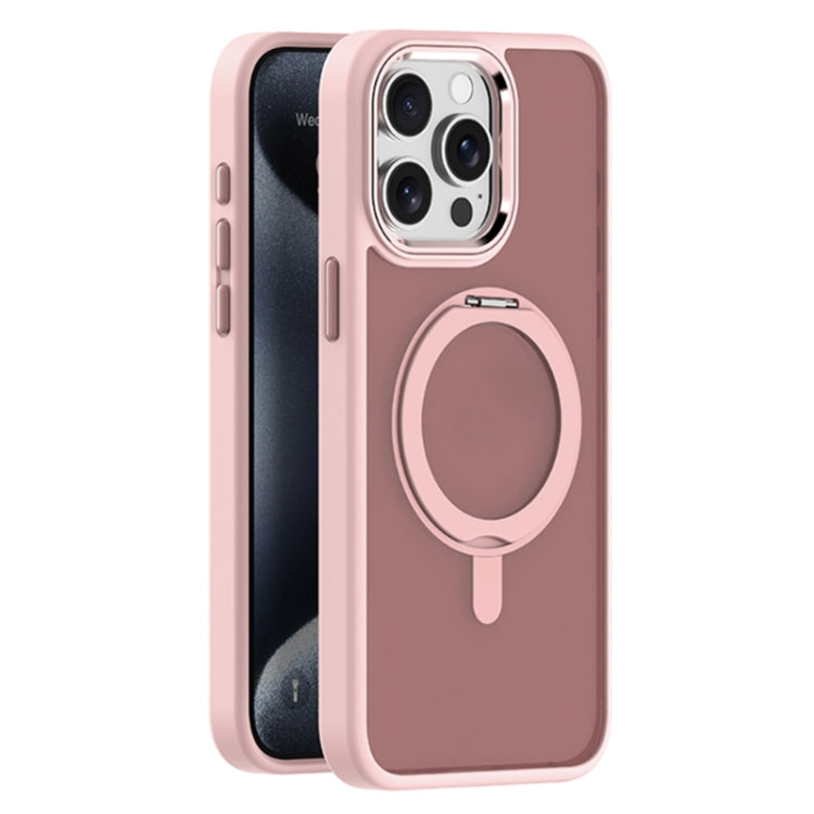 For iPhone 15 Pro Skin Feel Frosted MagSafe Magnetic Rotating Holder Phone Case(Pink) - iPhone 15 Pro Cases by buy2fix | Online Shopping UK | buy2fix