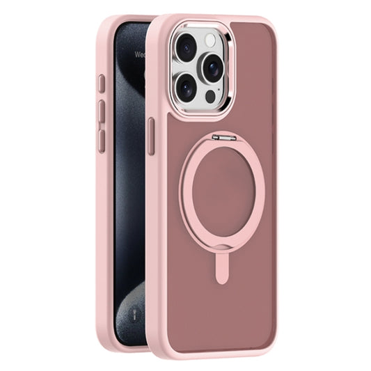 For iPhone 15 Pro Skin Feel Frosted MagSafe Magnetic Rotating Holder Phone Case(Pink) - iPhone 15 Pro Cases by buy2fix | Online Shopping UK | buy2fix