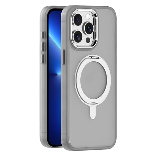 For iPhone 13 Pro Max Skin Feel Frosted MagSafe Magnetic Rotating Holder Phone Case(Light Grey) - iPhone 13 Pro Max Cases by buy2fix | Online Shopping UK | buy2fix