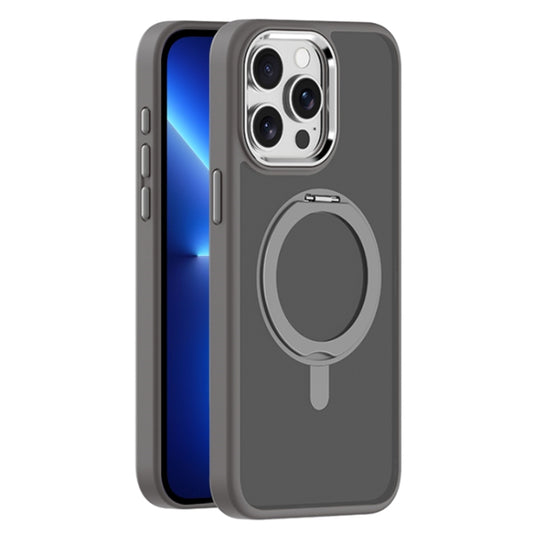 For iPhone 13 Pro Skin Feel Frosted MagSafe Magnetic Rotating Holder Phone Case(Dark Grey) - iPhone 13 Pro Cases by buy2fix | Online Shopping UK | buy2fix