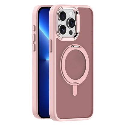 For iPhone 13 Pro Skin Feel Frosted MagSafe Magnetic Rotating Holder Phone Case(Pink) - iPhone 13 Pro Cases by buy2fix | Online Shopping UK | buy2fix