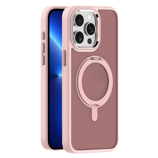 For iPhone 13 Pro Skin Feel Frosted MagSafe Magnetic Rotating Holder Phone Case(Pink) - iPhone 13 Pro Cases by buy2fix | Online Shopping UK | buy2fix