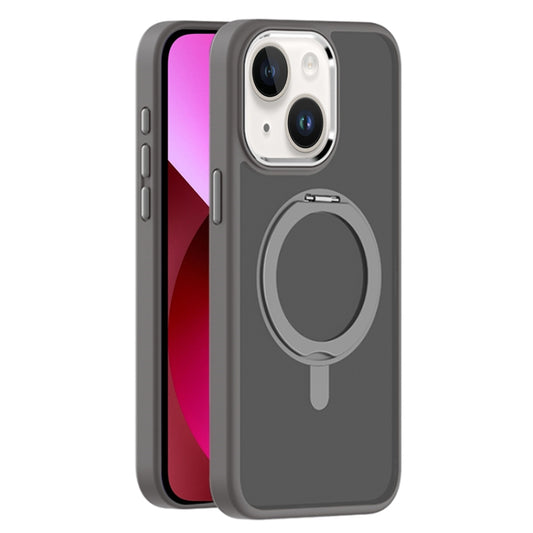 For iPhone 13 Skin Feel Frosted MagSafe Magnetic Rotating Holder Phone Case(Dark Grey) - iPhone 13 Cases by buy2fix | Online Shopping UK | buy2fix