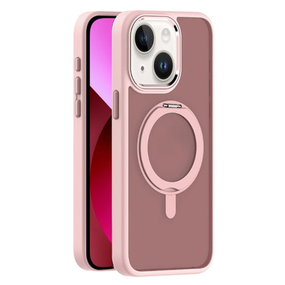 For iPhone 13 Skin Feel Frosted MagSafe Magnetic Rotating Holder Phone Case(Pink) - iPhone 13 Cases by buy2fix | Online Shopping UK | buy2fix