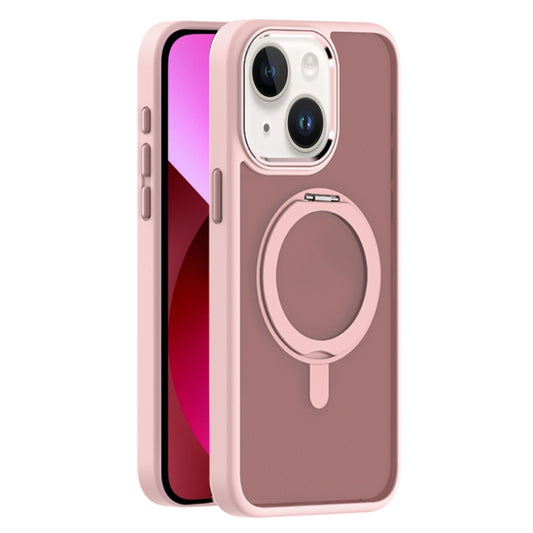 For iPhone 13 Skin Feel Frosted MagSafe Magnetic Rotating Holder Phone Case(Pink) - iPhone 13 Cases by buy2fix | Online Shopping UK | buy2fix