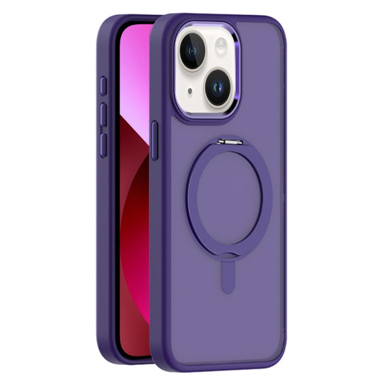 For iPhone 13 Skin Feel Frosted MagSafe Magnetic Rotating Holder Phone Case(Purple) - iPhone 13 Cases by buy2fix | Online Shopping UK | buy2fix