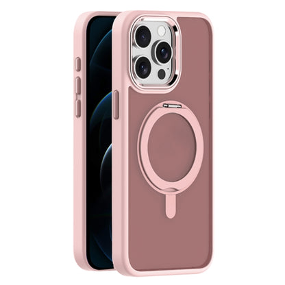For iPhone 12 Pro Max Skin Feel Frosted MagSafe Magnetic Rotating Holder Phone Case(Pink) - iPhone 12 Pro Max Cases by buy2fix | Online Shopping UK | buy2fix