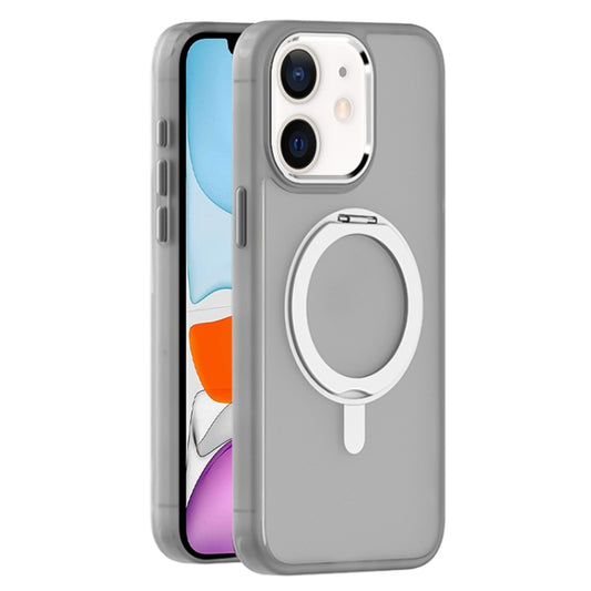 For iPhone 11 Skin Feel Frosted MagSafe Magnetic Rotating Holder Phone Case(Light Grey) - iPhone 11 Cases by buy2fix | Online Shopping UK | buy2fix