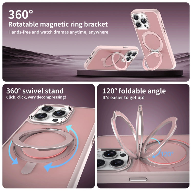 For iPhone 15 Skin Feel Frosted MagSafe Magnetic Rotating Holder Phone Case(Pink) - iPhone 15 Cases by buy2fix | Online Shopping UK | buy2fix