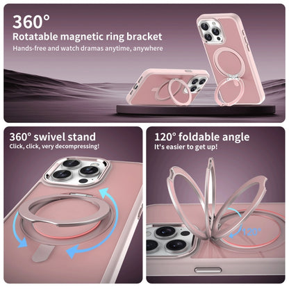 For iPhone 14 Skin Feel Frosted MagSafe Magnetic Rotating Holder Phone Case(Pink) - iPhone 14 Cases by buy2fix | Online Shopping UK | buy2fix