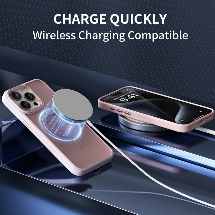 For iPhone 14 Pro Skin Feel Frosted MagSafe Magnetic Rotating Holder Phone Case(Dark Blue) - iPhone 14 Pro Cases by buy2fix | Online Shopping UK | buy2fix