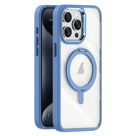For iPhone 15 Pro Max Transparent MagSafe Magnetic Rotating Holder Phone Case(Light Blue) - iPhone 15 Pro Max Cases by buy2fix | Online Shopping UK | buy2fix