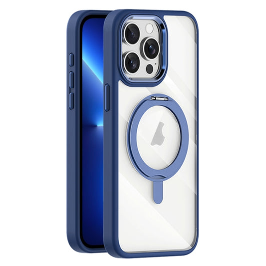 For iPhone 13 Pro Transparent MagSafe Magnetic Rotating Holder Phone Case(Dark Blue) - iPhone 13 Pro Cases by buy2fix | Online Shopping UK | buy2fix