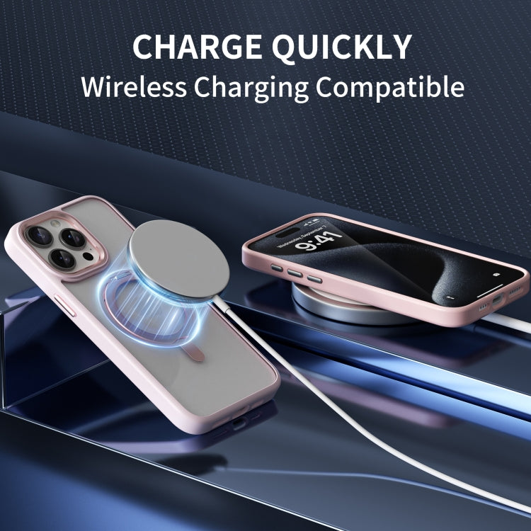 For iPhone 15 Pro Max Transparent MagSafe Magnetic Rotating Holder Phone Case(Light Grey) - iPhone 15 Pro Max Cases by buy2fix | Online Shopping UK | buy2fix