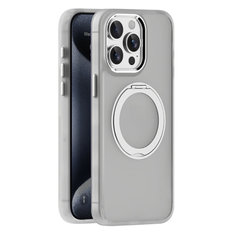 For iPhone 15 Pro Max Skin Feel Frosted MagSafe Magnetic Holder Phone Case(Light Grey) - iPhone 15 Pro Max Cases by buy2fix | Online Shopping UK | buy2fix