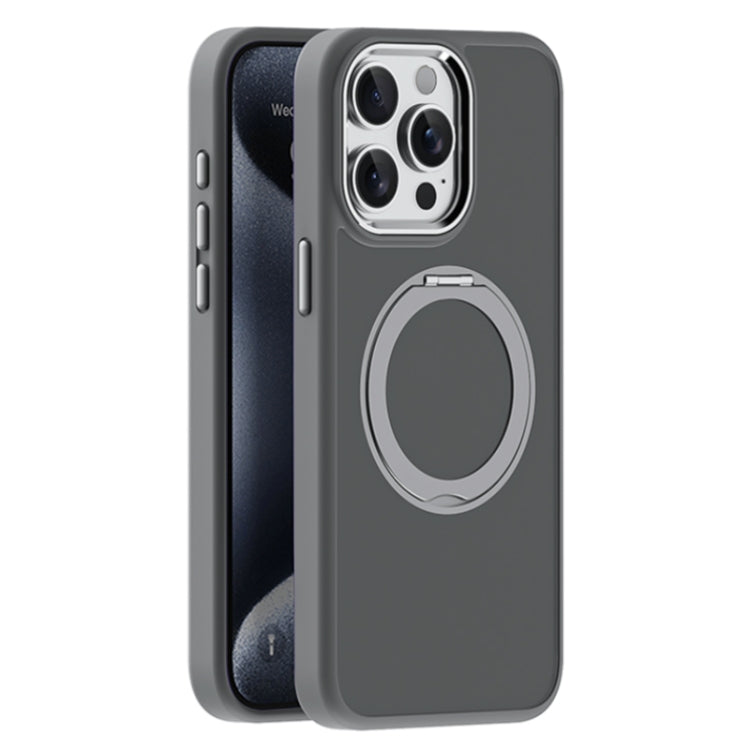 For iPhone 15 Pro Max Skin Feel Frosted MagSafe Magnetic Holder Phone Case(Dark Grey) - iPhone 15 Pro Max Cases by buy2fix | Online Shopping UK | buy2fix
