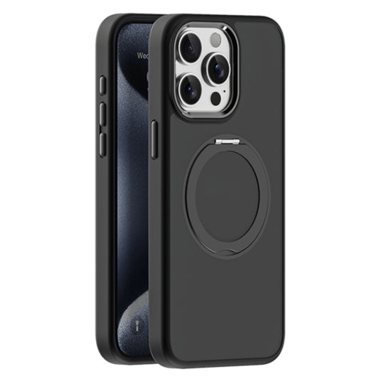 For iPhone 15 Pro Max Skin Feel Frosted MagSafe Magnetic Holder Phone Case(Black) - iPhone 15 Pro Max Cases by buy2fix | Online Shopping UK | buy2fix