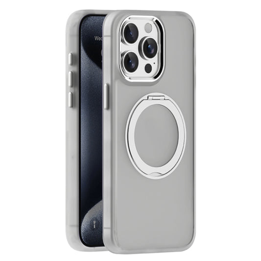 For iPhone 15 Pro Skin Feel Frosted MagSafe Magnetic Holder Phone Case(Light Grey) - iPhone 15 Pro Cases by buy2fix | Online Shopping UK | buy2fix