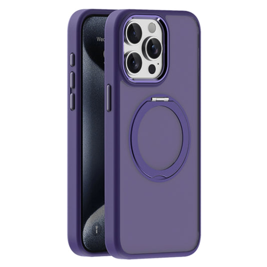 For iPhone 15 Pro Skin Feel Frosted MagSafe Magnetic Holder Phone Case(Purple) - iPhone 15 Pro Cases by buy2fix | Online Shopping UK | buy2fix