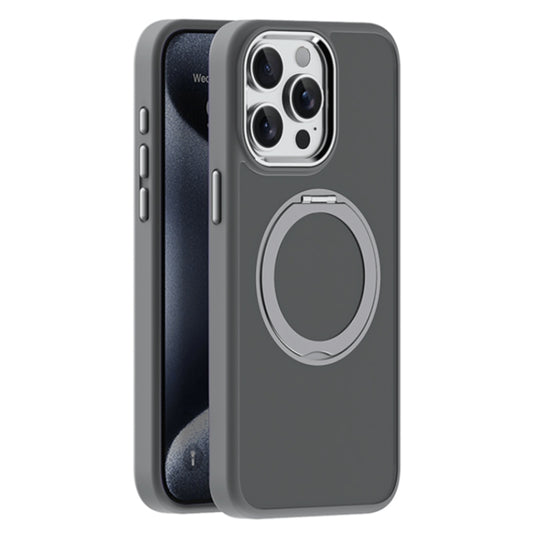 For iPhone 15 Pro Skin Feel Frosted MagSafe Magnetic Holder Phone Case(Dark Grey) - iPhone 15 Pro Cases by buy2fix | Online Shopping UK | buy2fix