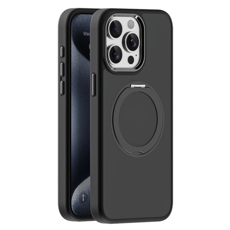 For iPhone 15 Pro Skin Feel Frosted MagSafe Magnetic Holder Phone Case(Black) - iPhone 15 Pro Cases by buy2fix | Online Shopping UK | buy2fix