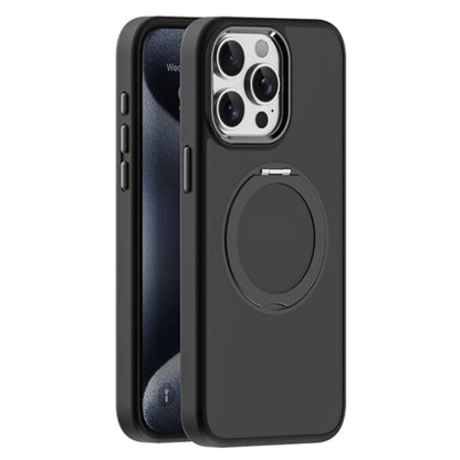 For iPhone 15 Pro Skin Feel Frosted MagSafe Magnetic Holder Phone Case(Black) - iPhone 15 Pro Cases by buy2fix | Online Shopping UK | buy2fix