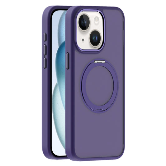 For iPhone 15 Skin Feel Frosted MagSafe Magnetic Holder Phone Case(Purple) - iPhone 15 Cases by buy2fix | Online Shopping UK | buy2fix