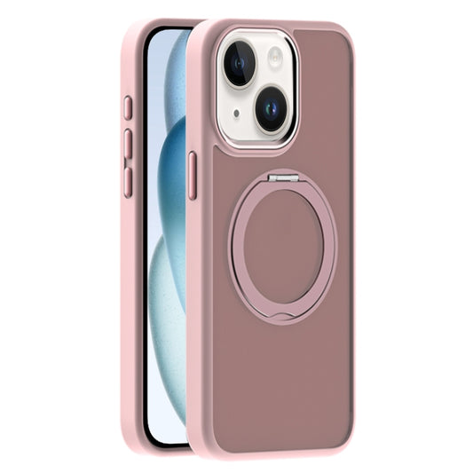 For iPhone 15 Skin Feel Frosted MagSafe Magnetic Holder Phone Case(Pink) - iPhone 15 Cases by buy2fix | Online Shopping UK | buy2fix
