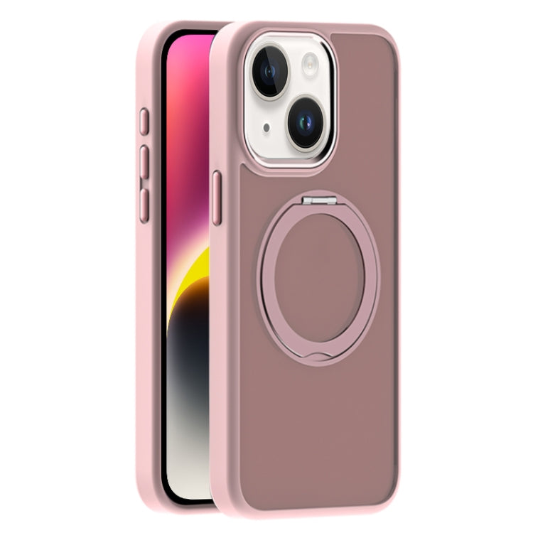 For iPhone 14 Skin Feel Frosted MagSafe Magnetic Holder Phone Case(Pink) - iPhone 14 Cases by buy2fix | Online Shopping UK | buy2fix