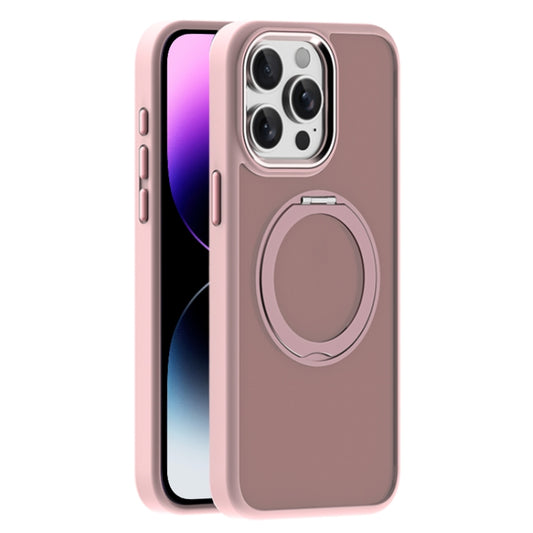For iPhone 14 Pro Max Skin Feel Frosted MagSafe Magnetic Holder Phone Case(Pink) - iPhone 14 Pro Max Cases by buy2fix | Online Shopping UK | buy2fix