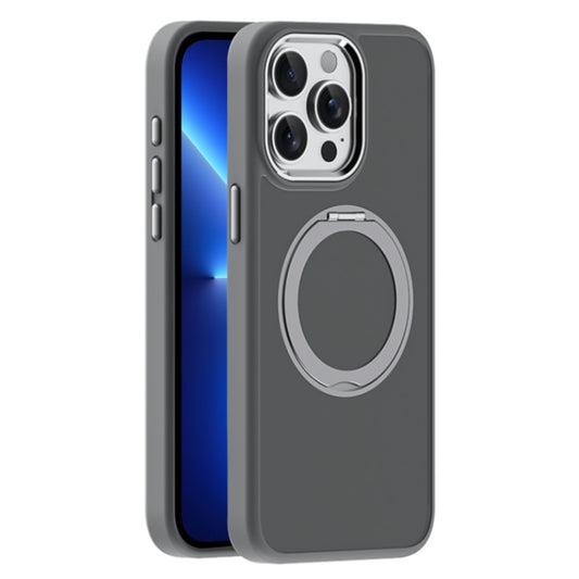 For iPhone 13 Pro Max Skin Feel Frosted MagSafe Magnetic Holder Phone Case(Dark Grey) - iPhone 13 Pro Max Cases by buy2fix | Online Shopping UK | buy2fix