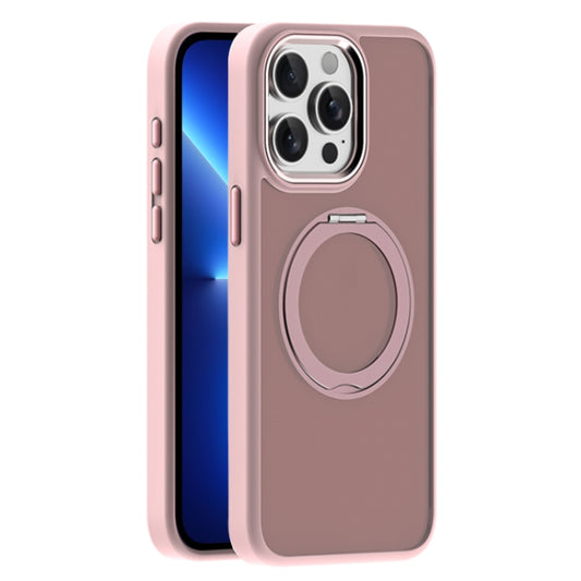 For iPhone 13 Pro Max Skin Feel Frosted MagSafe Magnetic Holder Phone Case(Pink) - iPhone 13 Pro Max Cases by buy2fix | Online Shopping UK | buy2fix