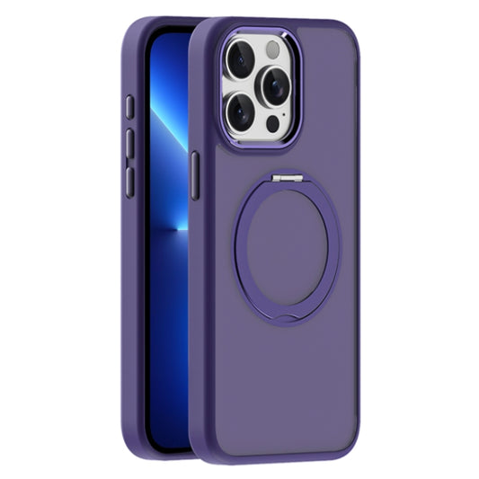 For iPhone 13 Pro Skin Feel Frosted MagSafe Magnetic Holder Phone Case(Purple) - iPhone 13 Pro Cases by buy2fix | Online Shopping UK | buy2fix