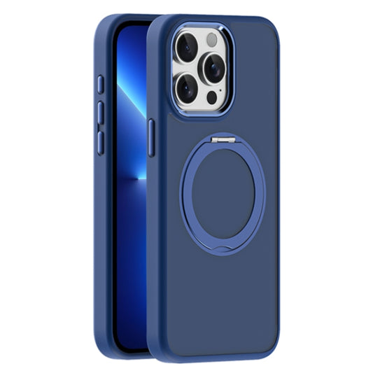 For iPhone 13 Pro Skin Feel Frosted MagSafe Magnetic Holder Phone Case(Dark Blue) - iPhone 13 Pro Cases by buy2fix | Online Shopping UK | buy2fix