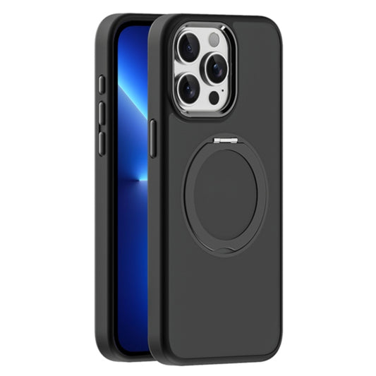 For iPhone 13 Pro Skin Feel Frosted MagSafe Magnetic Holder Phone Case(Black) - iPhone 13 Pro Cases by buy2fix | Online Shopping UK | buy2fix