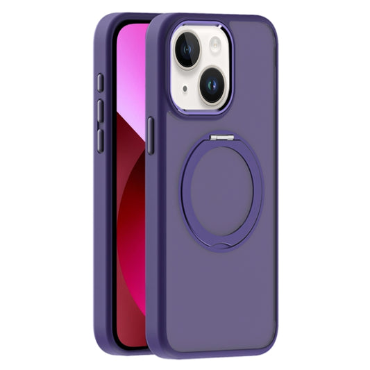 For iPhone 13 Skin Feel Frosted MagSafe Magnetic Holder Phone Case(Purple) - iPhone 13 Cases by buy2fix | Online Shopping UK | buy2fix