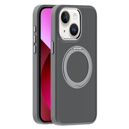 For iPhone 13 Skin Feel Frosted MagSafe Magnetic Holder Phone Case(Dark Grey) - iPhone 13 Cases by buy2fix | Online Shopping UK | buy2fix