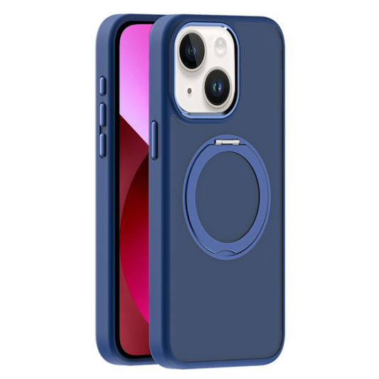 For iPhone 13 Skin Feel Frosted MagSafe Magnetic Holder Phone Case(Dark Blue) - iPhone 13 Cases by buy2fix | Online Shopping UK | buy2fix