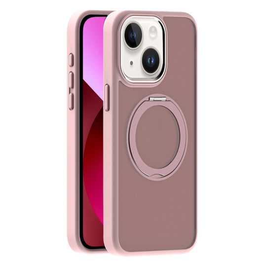 For iPhone 13 Skin Feel Frosted MagSafe Magnetic Holder Phone Case(Pink) - iPhone 13 Cases by buy2fix | Online Shopping UK | buy2fix